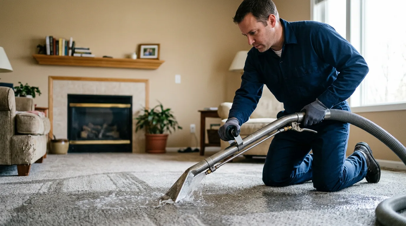 Water damage restoration technician working near Northford, CT